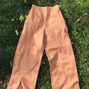 Flowy Camel Coloured flared pleated pants